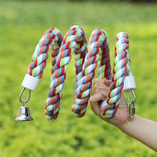 Rope Bungee Perch Bird 83inch Kintor Pure Natural Colorful Bead Cage Chewing Toys for Small Medium Parrot - como en la foto - Ver 3