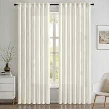 White Privacy Sheer Curtains 84 Inch, Light Filtering 2 Panels Set - Ivory - View 7