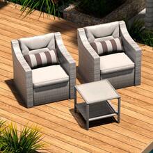 Outdoor Patio Furniture Set, 9/6/3/2 Piece Rattan Patio Furniture Set Lounge Chairs With Ottomans, Coffee Table, Plush Cushions Grey - Xám - Xem 9