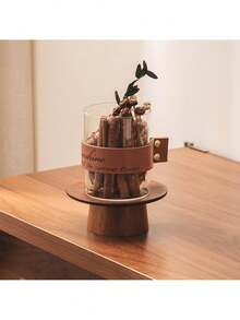 1 Bộ chân nến bằng gỗ óc chó phong cách Trung Hoa cổ điển với chụp đèn bằng gốm trong mờ, chân nến & lư hương trang trí, chân nến bằng gỗ để bàn ăn lãng mạn, thích hợp cho gia đình, nhà hàng, ngày lễ - Nâu + trắng - Xem 7