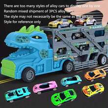Dinosaur Truck Toy - Foldable Dinosaur Transport Truck Carrier Vehicle Toy, Dinosaur Track Car Toy Set, Suitable For 3-5 Years Old Kids, Children's Birthday Gift, Random 2/6 Cars Included