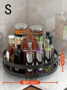 1个不锈钢旋转厨房调料架，多功能浴室台面化妆品收纳架 - 黑色 - 查看 8