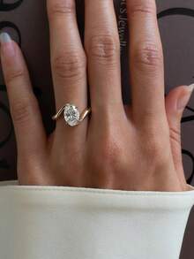 1 chiếc nhẫn bạc 925 cao cấp, kiểu dáng xoắn hình bầu dục, đính đá Cubic Zirconia 2 carat, thích hợp làm nhẫn dự tiệc và sinh nhật cho nữ, quà tặng trang sức thời trang. - Hình dạng trứng xoắn - Xem 6
