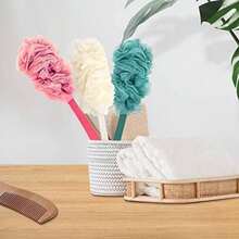 Paquete de 4 cepillos para la espalda para la ducha, cepillo de esponja de lufa exfoliante para el cuerpo, cepillo de largo para la ducha con lufa en un palo para uso en la espalda, acce - Rosa, verde y blanco - Ver 6