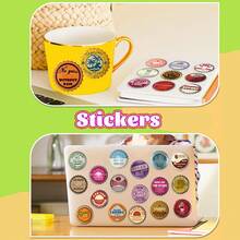 50张混合瓶盖贴纸涂鸦透明贴花，适用于文具、行李箱、水瓶、手机、笔记本电脑、剪贴簿等。