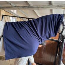 Horse Neck Rug/Cover, Made Of Soft Fleece For Warmth In Autumn/Winter, With Zipper, Hook & Loop Fastener, Elastic Neck Strap For Easy On/Off - Navy Blue - View 1
