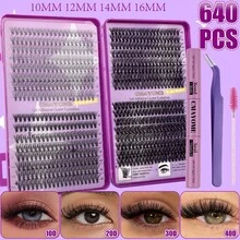 CMAYOME 640pcs D-Curl Fluffy False Eyelashes Set, Suitable For Beginners, Long-Lasting, Mixed Styles, DIY Eyelash Extension, Home Makeup Beauty Lashes, Beautify Eyes, DIY At Home, Large Capacity Lash Book, Cosplay Set - Multicolor - View 14