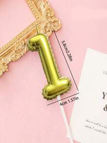 1支波浪形金色数字生日蜡烛 0-9 年龄数字蜡烛 烘焙蛋糕装饰 派对用品 - 金色 - 查看 3