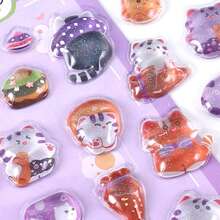 Ein süßer japanischer Aufkleber, bunter 3D geprägter Acryl-Diamant-Aufkleber mit Sushi-Essen, Kaninchen, Obst, geeignet für Scrapbooking und Bürodekoration mit Cartoon-Tier-Selbstklebe-Aufklebern, perfekt für DIY-Projekte und Bastelaufkleber für Büromaterial.