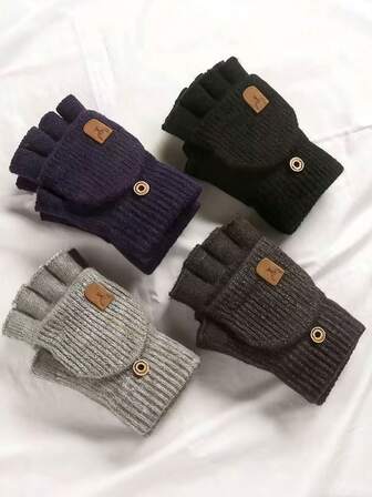 1/2pairs Of Comfortable Thick Knitted Winter Gloves - Touch Screen Compatible, Soft And Breathable - Hand Washable, Unisex
