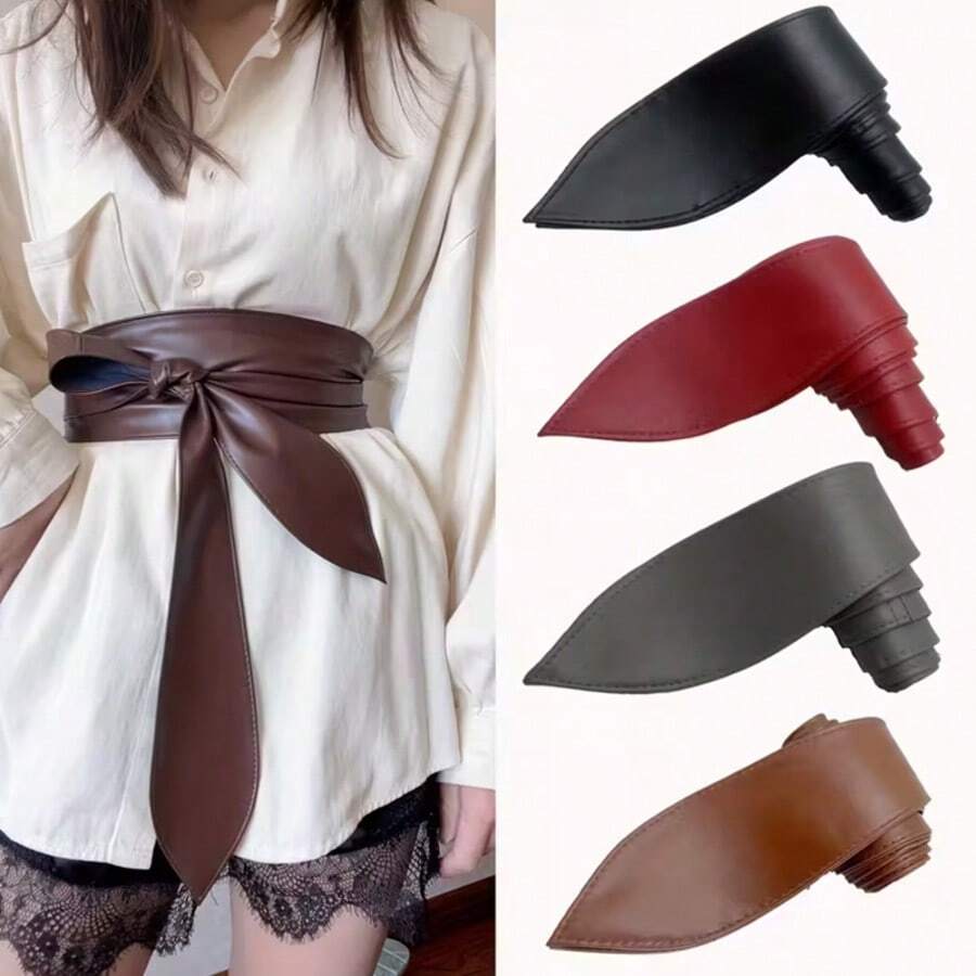 1 chiếc thắt lưng nữ, thắt lưng thắt nơ thanh lịch, thích hợp cho váy, áo len, áo khoác, áo khoác ngoài - A - Xem 1