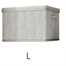 1pc Contemporary Canvas Clothing Storage Box With Lid, Large Capacity, Foldable Wardrobe Organizer, Stacking Snack Bin