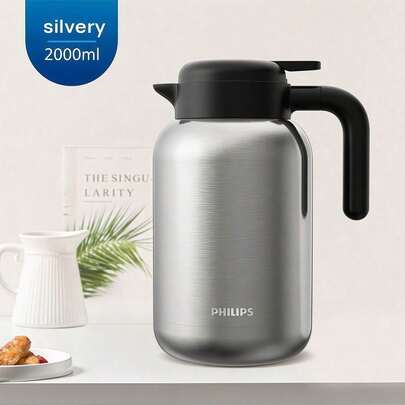 PHILIPS Bình nước giữ nhiệt AWP2622, Lớp lót bên trong bằng thép không gỉ 316, Công nghệ khóa chân không giúp giữ nhiệt lâu dài, Thiết kế chống rò rỉ và di động, Thích hợp sử dụng hàng ngày tại văn phòng và các hoạt động ngoài trời, Màu bạc