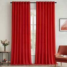 White Privacy Sheer Curtains 84 Inch, Light Filtering 2 Panels Set - Red - View 10