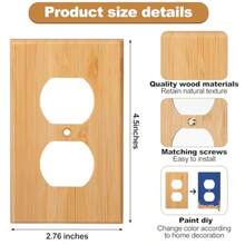 20 Pieces Wooden Light Switch Cover Plate 4.5 X 2.76 Inch Bamboo Wooden Decorative Double Hole Outlet Covers Wall Plate For Bedroom Kitchen Home Interior Decoration And Functional Protection - Wood - View 2