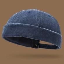 Berretto basco stile marinaio casual di moda in colore tinta unita, lavato in denim, unisex, antivento, adatto per autunno e inverno