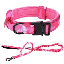 Taktiskt hundhalsband och koppelset, justerbart militärträningshalsband i nylon med kontrollhandtag och metallspänne, lämplig för medelstora och stora hundar