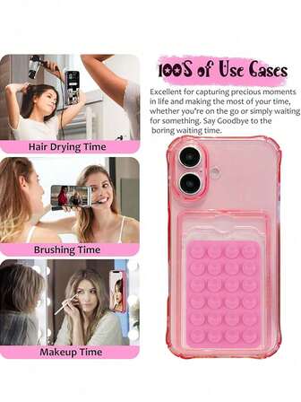 Suction 1pc Shockproof TPU Phone Case With 1pc Anti-Slip Sticker, Anti-Slip Sticker Increases Friction To Prevent Phone Slipping And Falling, Suitable For Daily Commute, Sports Or Gaming, Fits Compatible With Iphone, Android, OPPO, 17