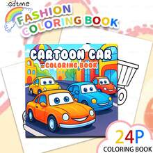 GDTME 1 Livre de coloriage mignon de nourriture, convient aux enfants et aux adultes, 24 pages, couverture souple, activité familiale relaxante et amusante, illustrations adorables de desserts et de restauration rapide, idéal pour l'interaction parent-enfant et la coloration immersive, style artisanal mignon de fille, mariage - voiture de dessin animé - Voir 11