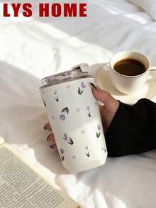 1 pieza Vaso aislado de acero inoxidable de doble pared con capacidad de 280ml-380ml, con diseño pintado a mano de tulipanes morados, botella de agua, apto para gimnasio, oficina, hogar, exterior, regalo para viajes, graduación, día de la madre - Rosa roja pintada a mano de 380 ml - Ver 6