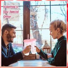 5/10pcs Pink Belt Bow Plastic Water Bottle With Straw And Lid, Reusable Plastic Cup, Cold Drink Cup, Iced Coffee Suitable For Home And Office Use, Decoration, Gifts, Birthdays, Parties, Holiday Cup, Summer Water Bottle, Vintage Drinking Water - 藍色 - 查看 9