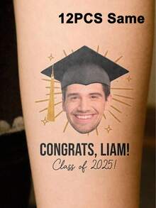 Tatuaggi per laurea, Bomboniere per festa di laurea, Festa di laurea, Tatuaggi temporanei con foto personalizzata, Tatuaggi temporanei per la classe del 2025, Regali di San Valentino, Foto di coppia, Regali di Natale, Decorazione per la casa, Decorazione, Regalo personalizzato, Regalo personalizzato, Multifunzionale, Ornamentale, Lettera, Colore unito, Raffinato, Elegante, Vintage, Moderno, Colorato, Tempo libero, Basics, Casual, Morbido, Unico, Personalizzato, Personalizzato, Ideale come regalo per lei, Fidanzata, Lei, Fidanzato, Amici, Vibes da vacanza, Adesivi tatuaggi temporanei personalizzati