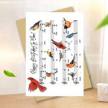 Adult Birthday Greeting Card - Musical Birds On Sheet Music For Nature & Music Enthusiasts (Includes Envelope) - Multicolor - View 14