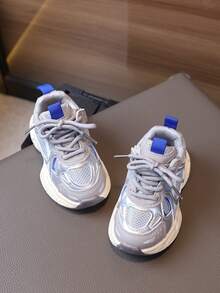 1 par de zapatillas deportivas casuales con suela blanda y transpirable, antideslizante, para niños, zapatos deportivos para correr - Gris - Ver 5