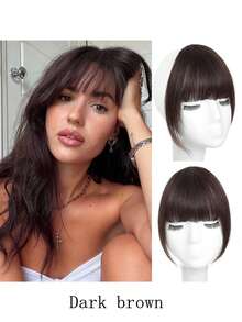 Extensiones de cabello con flequillo natural para mujer, flequillo recto negro y marrón, postizo de flequillo para peluca