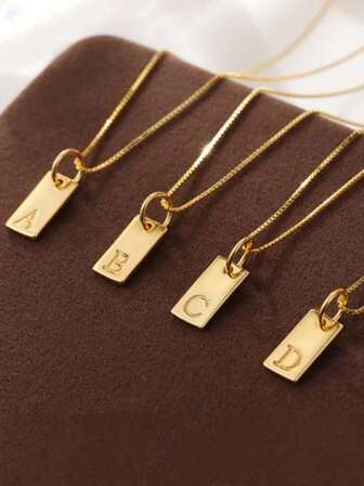 1件不锈钢字母吊坠项链，时尚简约的26个英文字母吊坠项链，精致的颈链，百搭配饰，适合女孩和女性