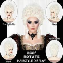 Tóc giả công chúa Châu Âu thanh lịch, tóc giả cosplay ngắn xoăn vàng hoe, phong cách quý tộc, chủ đề táo bạo, tóc giả búi cao bằng sợi tổng hợp chịu nhiệt không keo thế kỷ 18 dành cho tiệc tùng, trang phục Halloween, Mardi Gras, Giáng sinh, đồ trang trí tiệc tùng, đạo cụ chụp ảnh, phụ kiện biểu diễn sân khấu, lựa chọn lý tưởng làm quà tặng - Vàng - Xem 7