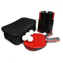 Boli Table Tennis Racket Set, 2 Paddles 4 Balls With Net Frame, Training & Entertainment, Beginner Home Racket, Horizontal Grip - Black - View 11