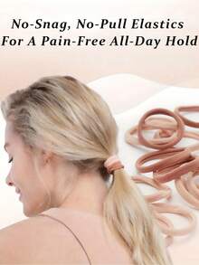 Elásticos de cetim para mulheres [sem danos], elásticos de cabelo antifrizz para dormir, elásticos de seda macios para cabelos grossos, prendedores de rabo de cavalo sem costura, 17 peças em cores sortidas, acessórios para cabelo, elásticos de cabelo, corda de cabelo