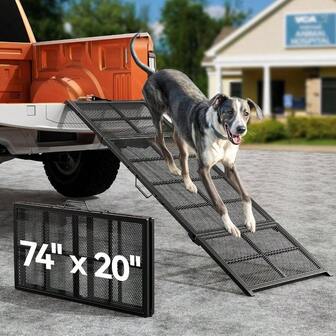 Dog Ramp Car, 187CM Long 50CM Wide Folding Portable Aluminum Pet Stair Ramp With Non - Slip Mesh, Wide Lightweight Dog Steps MediumLarge Dogs To 180KG Enter A Car/SUV/Truck/Bed