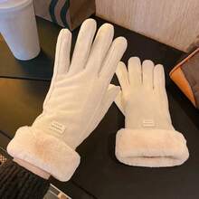 Cute Velvet Plush Gloves Soft Windproof Winter Gloves Waterproof Touch Screen Women Mittens Girls - Multicolor - View 12