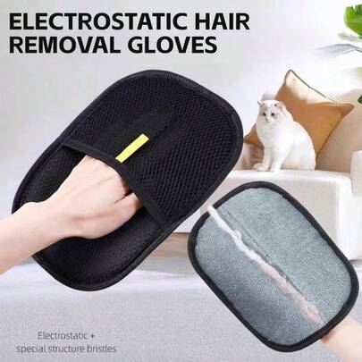 1pc Black Pet Hair Removal Glove, 2 Sizes Available, 5 Colors, Multi-Functional Pet Supplies Suitable For Cats And Dogs. Effectively Removes Pet Hair From Clothes, Sofa, Furniture And Cat Scratching Board, Especially Suitable For Shedding Season In Winter. Double-Sided Cleaning Glove For Pet Grooming And Home Hair Cleaning. Essential Tool For Pet Owners To Maintain A Clean Home Environment.