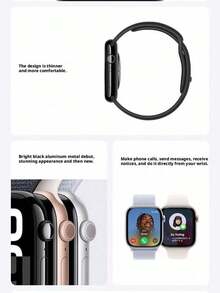 Apple S10 42mm/46mm Smartklocka med stor skärm, GPS-positionering, vattentätning vid simning, pulsmätning, lång batteritid, hälsospårning hela dagen, svart - Ljussvart + svart - Visa 5
