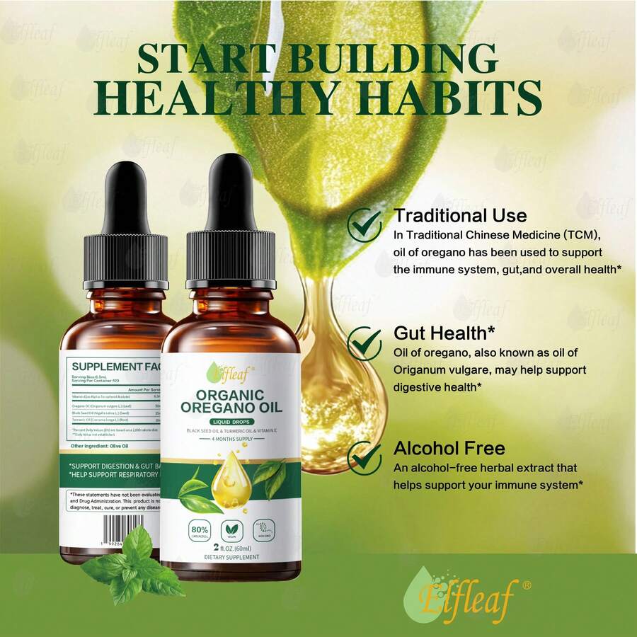 GWYNNE Aceite De Orégano Gotas Líquidas Con Aceite De Semillas Negras, Aceite De Turmérico Y Vitamin E,apoyar La Salud De La Piel Y Promover La Digestión 60ml - Otros - Ver 1