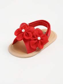 Infant Girl Sandals Newborn Summer First Walkers Shoes Infant Summer Sandals 0-1 Year Old Soft White Small Flower Breathable Infant Shoes 0-18 Months - Red - View 4