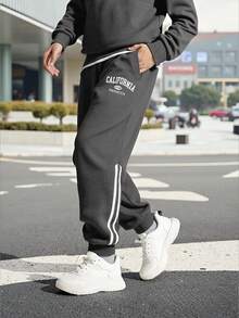 3pcs Tween Boy Casual Letter Print Knit Fabric Sweatpants, Comfortable & Versatile For Everyday Wear, Outdoor, For Tween Boys, Spring/Autumn - Multicolor - View 4