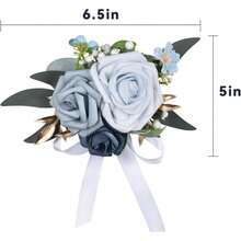 Wristband Corsage, Artificial Flowers For Wedding Bridesmaid Hand Flower Decor Simulated Rose Wrist Flower (Blue, One... - B0F99L7JBM - Xem 2