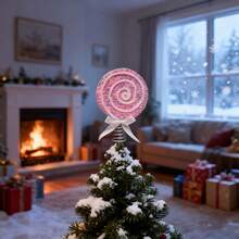 Christmas Lollipop Tree Topper With Spring Creative Candy Tree Hat Ornament For Home Office Party - Pink - View 4