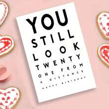 "You Still Look Twenty One From A Distance" Adult Card - Eye Chart Inspired Birthday Greeting (Includes Envelope) - Multicolor - View 8