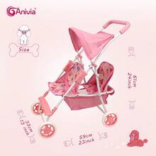 ANIVIA Brand Double Seat Doll Stroller, Suitable For 11"-18" Dolls, Toy Stroller For Children 3+ Years Old, Equipped With Quiet Wheels And Comfortable Handle, Ideal Children's Holiday And Birthday Gift - Pink - View 8