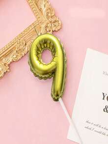 1支波浪形金色数字生日蜡烛 0-9 年龄数字蜡烛 烘焙蛋糕装饰 派对用品 - 金色 - 查看 17