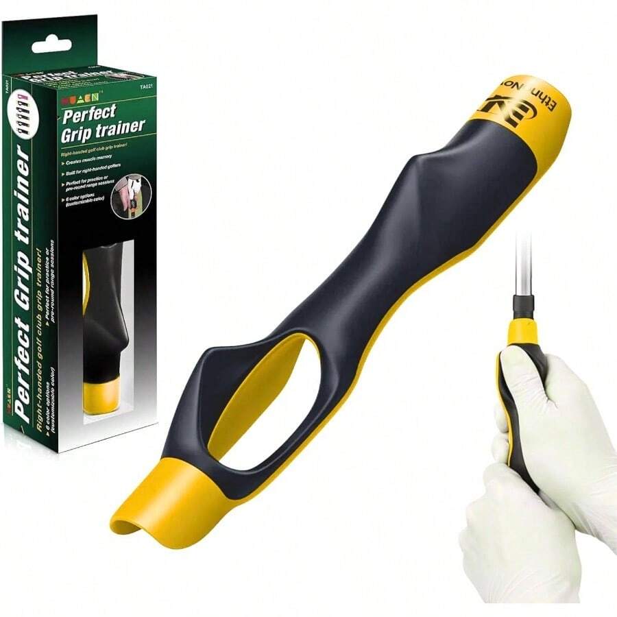 Grip Trainer, Right - Handed Training Aid, Hand Position And Swing Improvement, Blue - Yellow - View 1