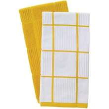 T-fal Textiles - Toallas de Cocina de 2 Unidades, parquet, sólido/Cheque, Paquete de 2, , 2 Unidades(Limón) - Multicolor - Ver 4