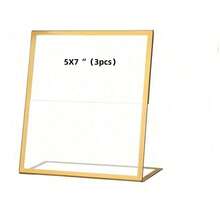1/3/6Pcs Acrylic Sign Holders, Gold Frame Tilted Tabletop Number Stand, Transparent Plastic Table Menu Display Rack For Wedding Office Restaurant - Transparent Gold Edge - View 14
