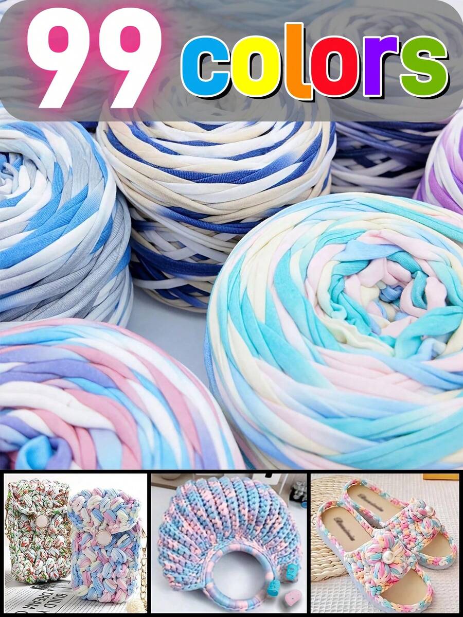 1 Gói Sợi Áo Phông Ombre, Cỡ Lớn 300g/Gói - Rộng 2cm, Sợi Dệt Kim, Mềm Mại, Đa Năng, Thích Hợp Cho Thủ Công DIY, Có Thể Dùng Để Móc Và Dệt Túi, Gối, Búp Bê, Chăn Đựng Đồ, Dép Đi Trong Nhà, Các Dự Án Móc Len, Nhiều Màu Sắc Có Sẵn, Sợi Nhiều Màu, Sợi Polyester, Sợi Acrylic, Sợi Móc Len, Sợi Thủ Công, Cuộn Sợi Sống Động, Vật Liệu Thủ Công Đa Năng, Phụ Kiện Và Vật Tư Dệt - Nhiều màu - Xem 1