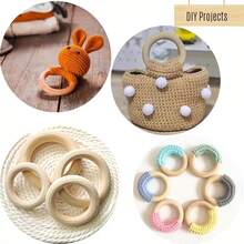 50mm Natural Wood Rings, For DIY Crafts And Jewelry Making, 10pcs - Unfinished Wooden Teething Rings, No Mosaic, Accessory Craft Tools